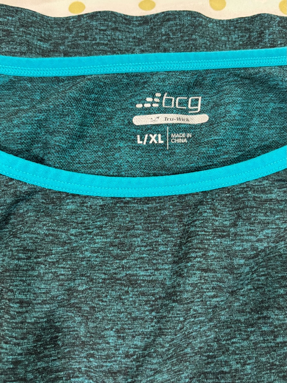 bcg Teal Heather Tank Top with Bright Aqua Trim L/XL